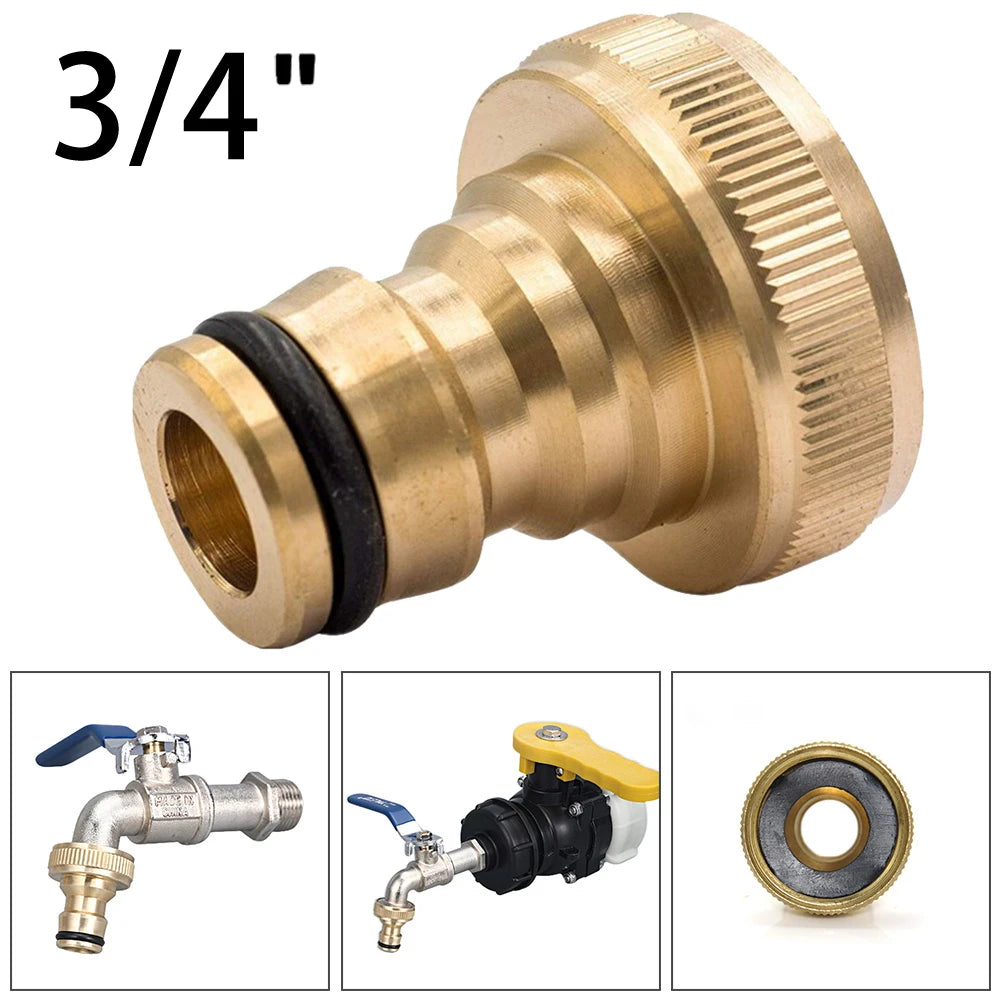 3/4" Brass Quick Connector Garden Hose Faucet Adapter