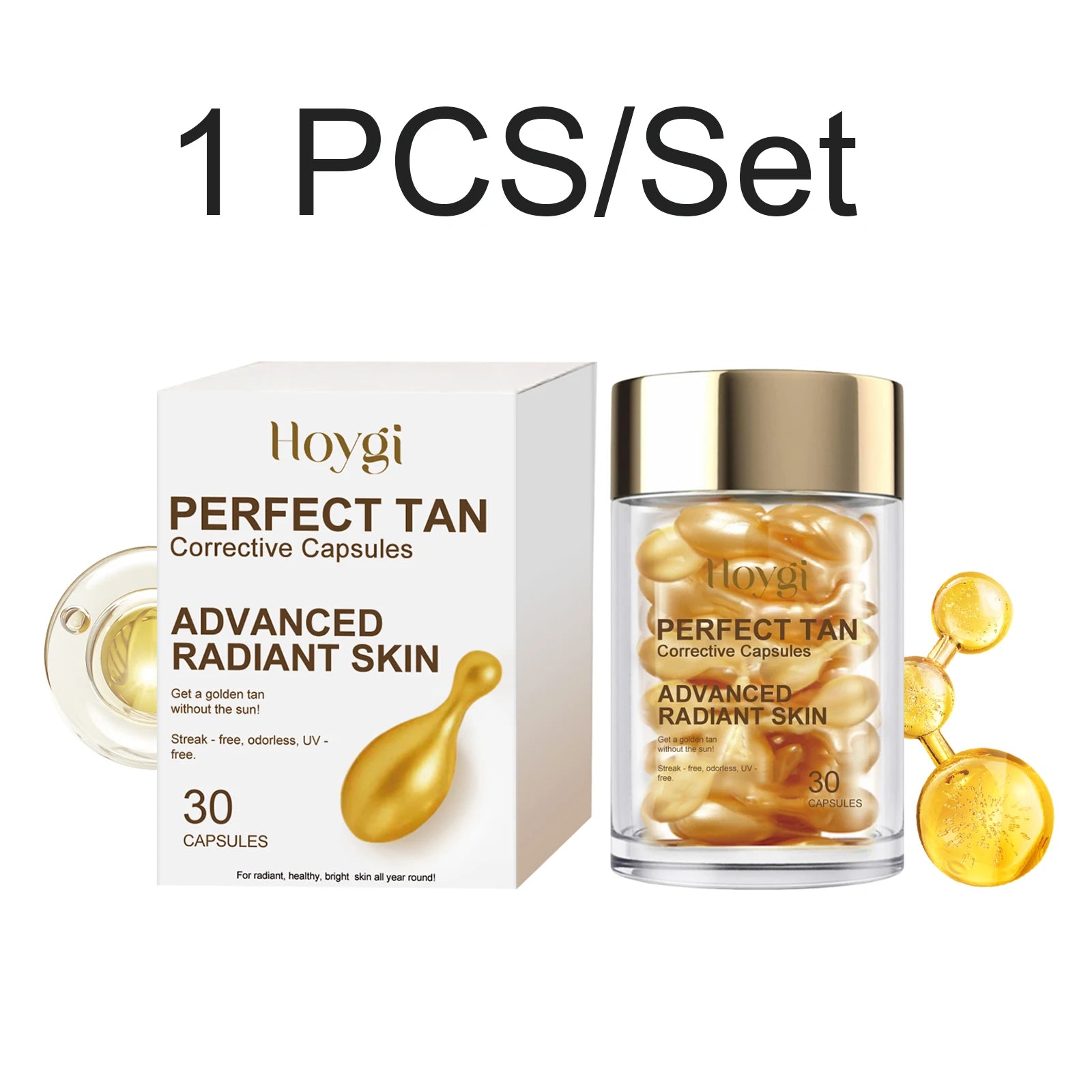 30 Caps Self Tanning Capsules Sunless Tanner For Pale Skin Streak Free Moisturizing Waterproof Body Bronzer Natural Bronze Tan Oasis Select 1 PCS