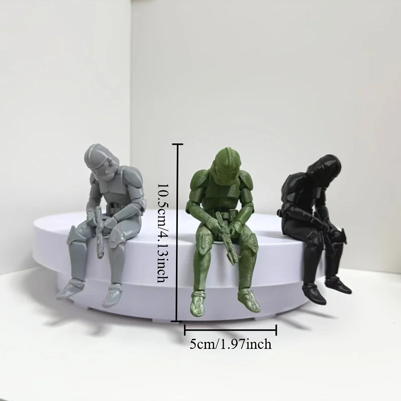 Mini Cool Sitting Soldier Figurine Desktop Hanging Shelf Edge Decor Resin Desk Ornaments for Home Office Bar Quirky Gift for Men Oasis Select