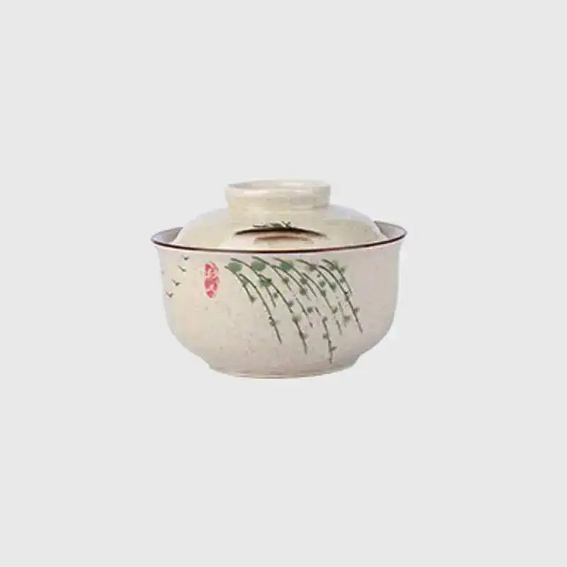 Japanese Instant Ramen Bowl With Lid Retro Ceramic Large Capacity Noodle Salad Soup Bowls Household KitchenTableware Supplies Oasis Select 6.5Inch Blow 1