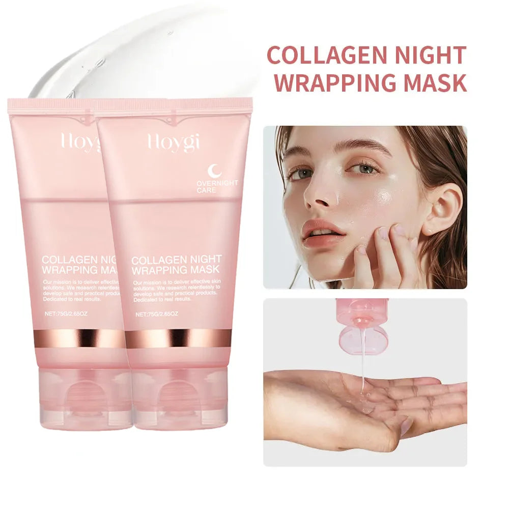 Collagen Overnight Wrapping Peel Off Facial Mask Set Korean Collagen Night Wrapping Mask Deeply Hydrates Night Care Mask Cream Oasis Select