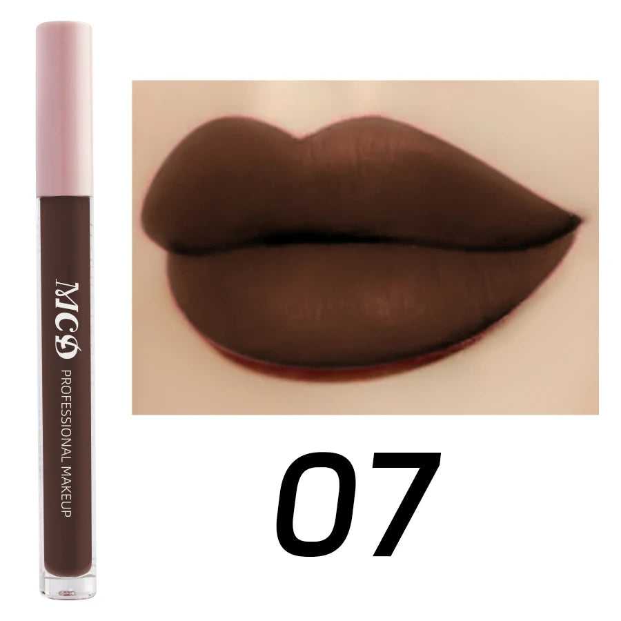 MCD Dark Brown Matte Velvet Liquid Lipstick – Waterproof Lip Gloss