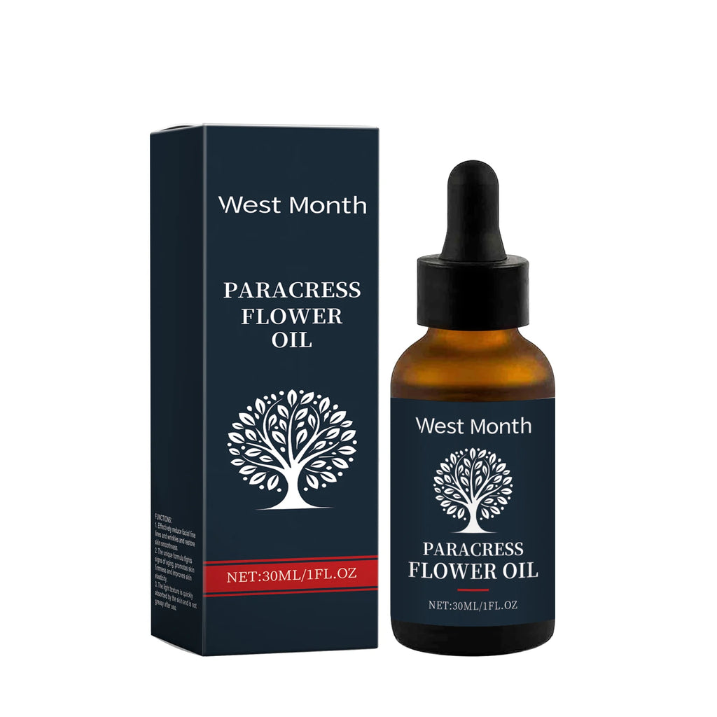 WEST MONTH Paracress Flower Essence Oil Reduce Facial Fine Lines Wrinkles Light Texture Quickly Absorbed Not Greasy After Use Oasis Select 30ml boxed