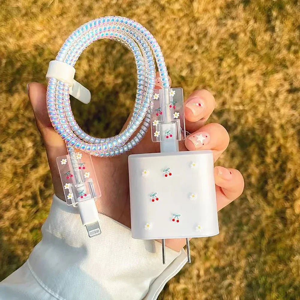 Cute iPhone 20W Charger Cover & USB Cable Winder Protector