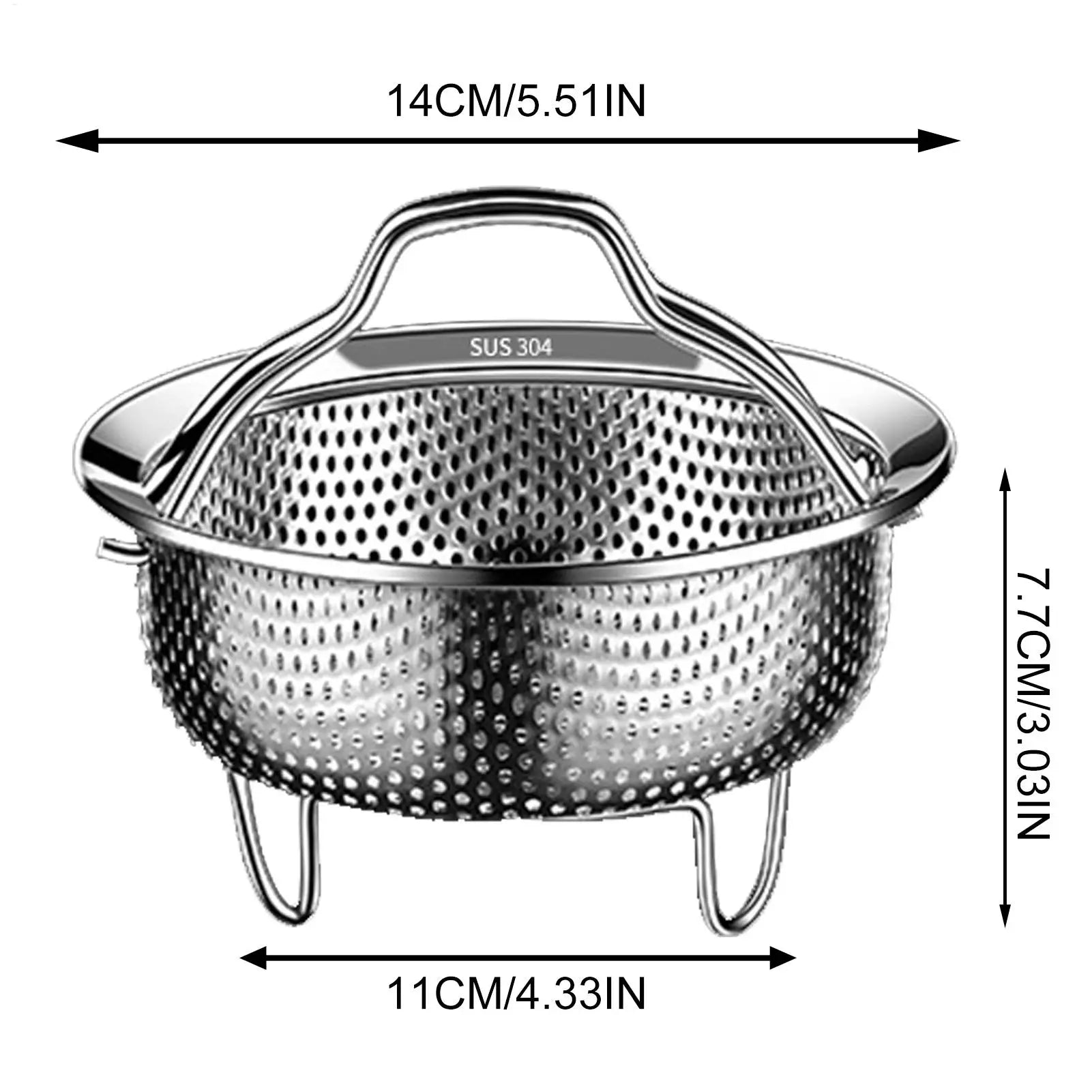 Heat Resistant Multifunctional Metal Colander with Handle Steamer Basket Bun Vegetable Steaming Basket for Vegetables Eggs Meat Oasis Select