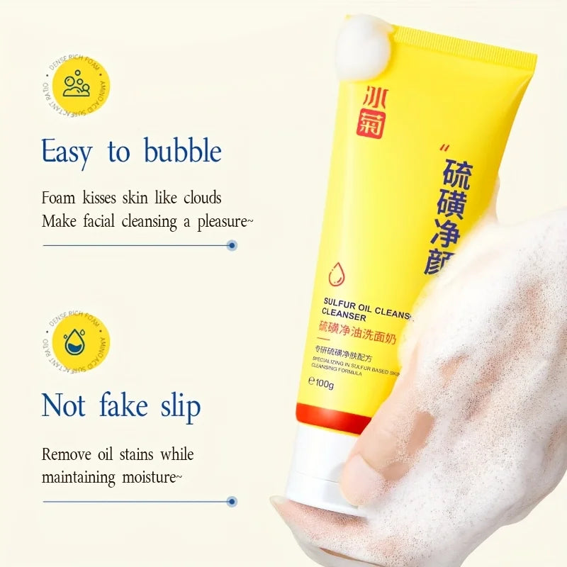 Sulfur Facial Cleanser 100g – Rich Foam Deep Cleansing Face Wash Facial Cleanser Oasis Select