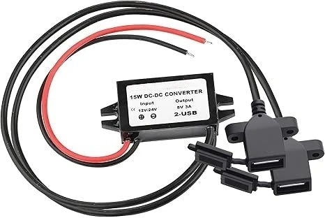 DC To DC 12V/24V Step Down To 5V 3A 15W Converter Waterproof Buck Module Power Adapter For Car Radio Dash Cam GPS Navigation Oasis Select Dual USB with Covers 12V 24V 5V 3A
