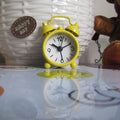 Retro Mini Double Bell Alarm Clock – Metal Quartz Desk Clock Retro Alarm Clock Oasis Select Yellow