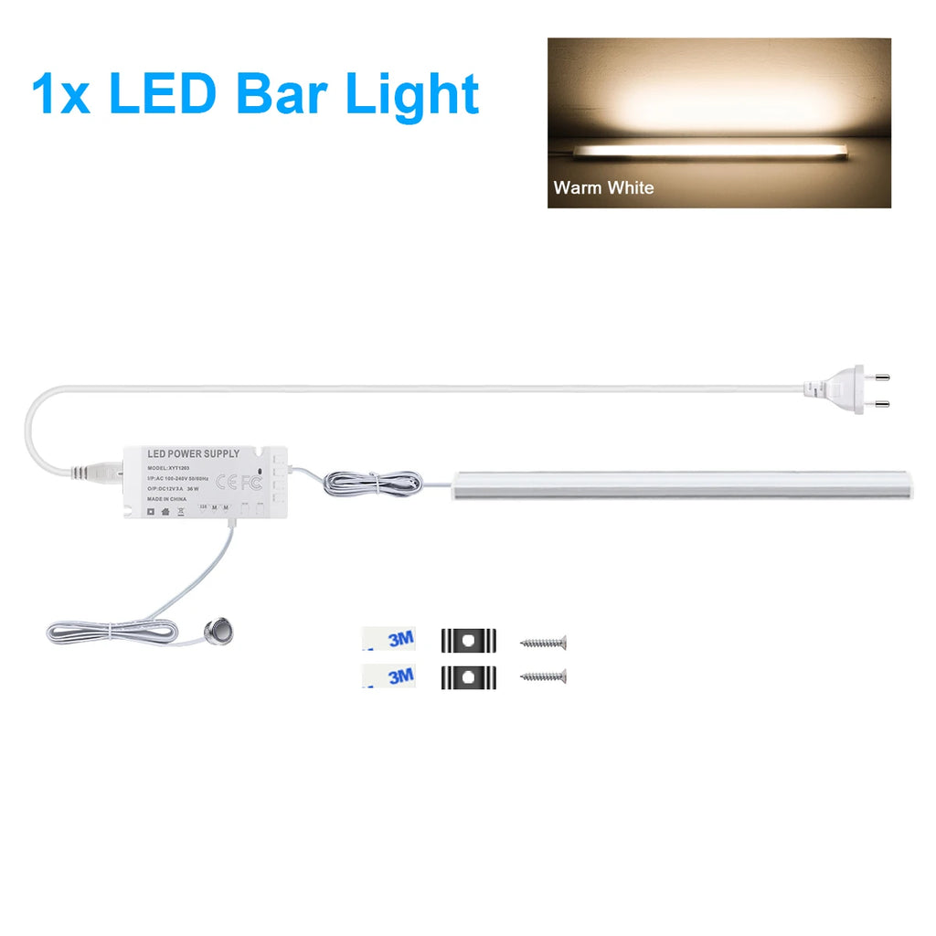 12V Touch Dimmable Swtich Control LED Light Bar White/Warm White 30CM/40CM/50CM Led Night Lamp for Kitchen Room Closet,1/2/4/6pc Oasis Select 40CM 1pcs Warm White