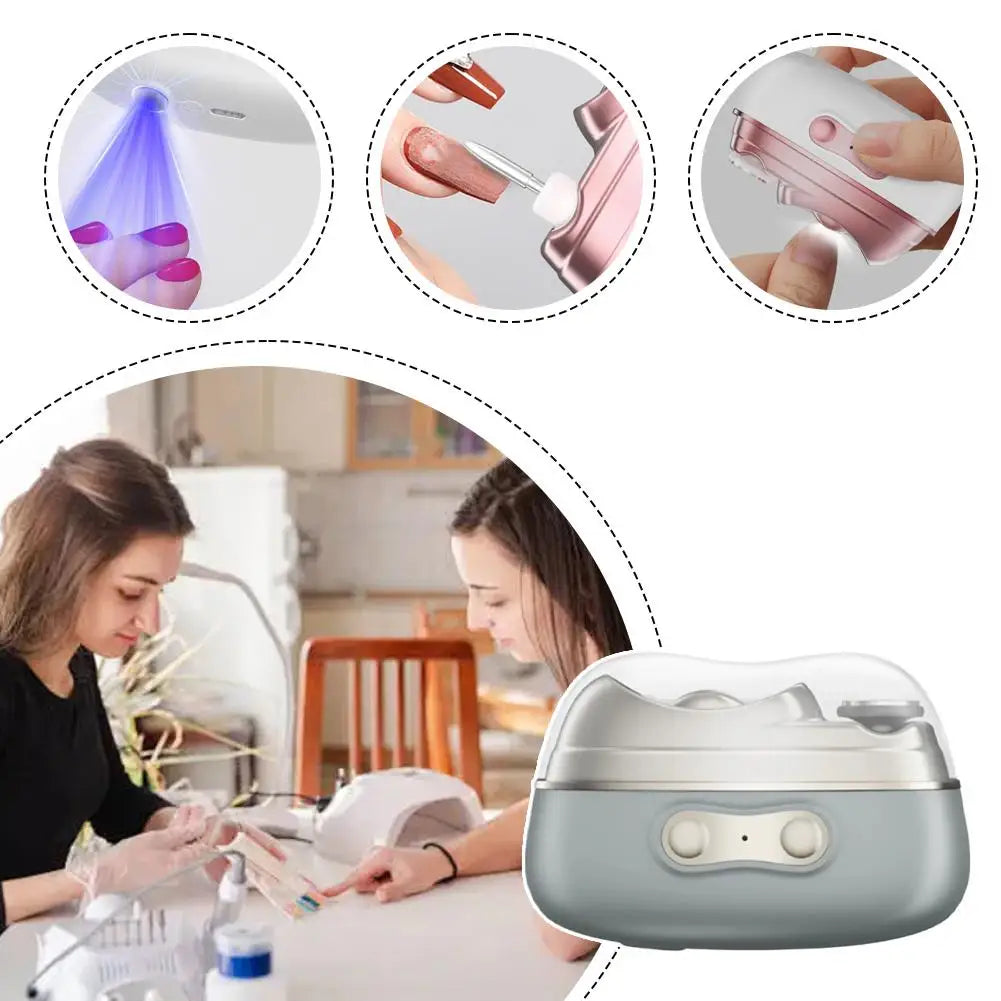 4-in-1 Electric Nail Clipper Automatic Nail Trimmer - Nail Grinder & Polisher with UV LED Lamp Manicure Pedicure Nail Care Tool Oasis Select