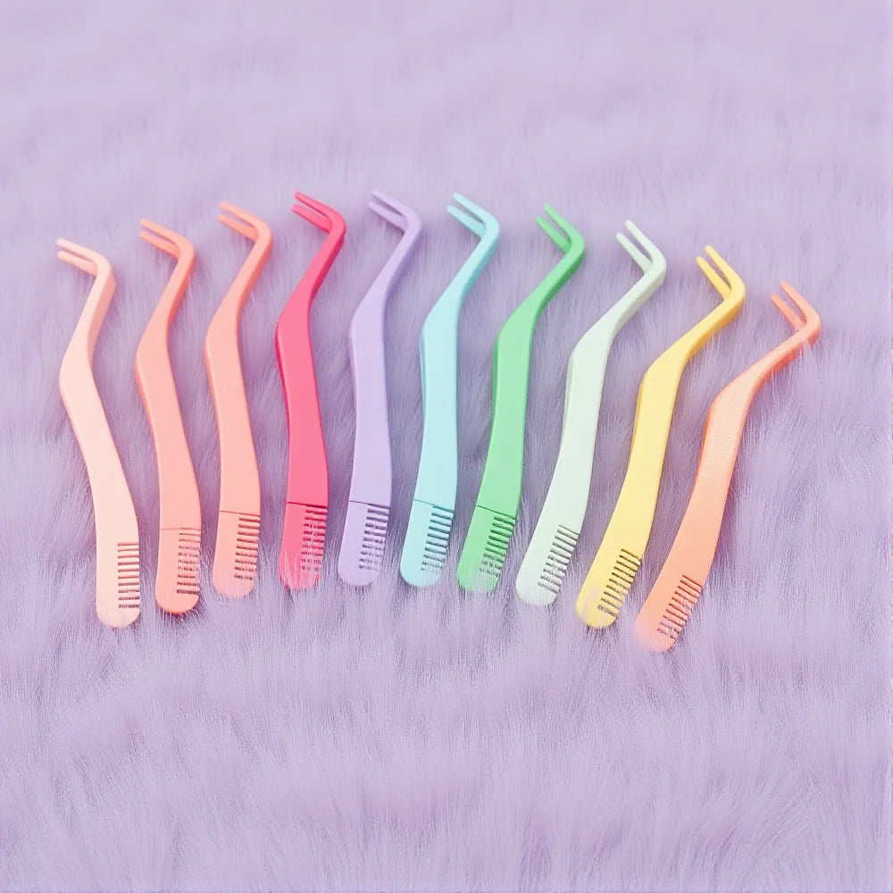 Stainless Steel Eyelash Tweezers with Comb | Lash Tool