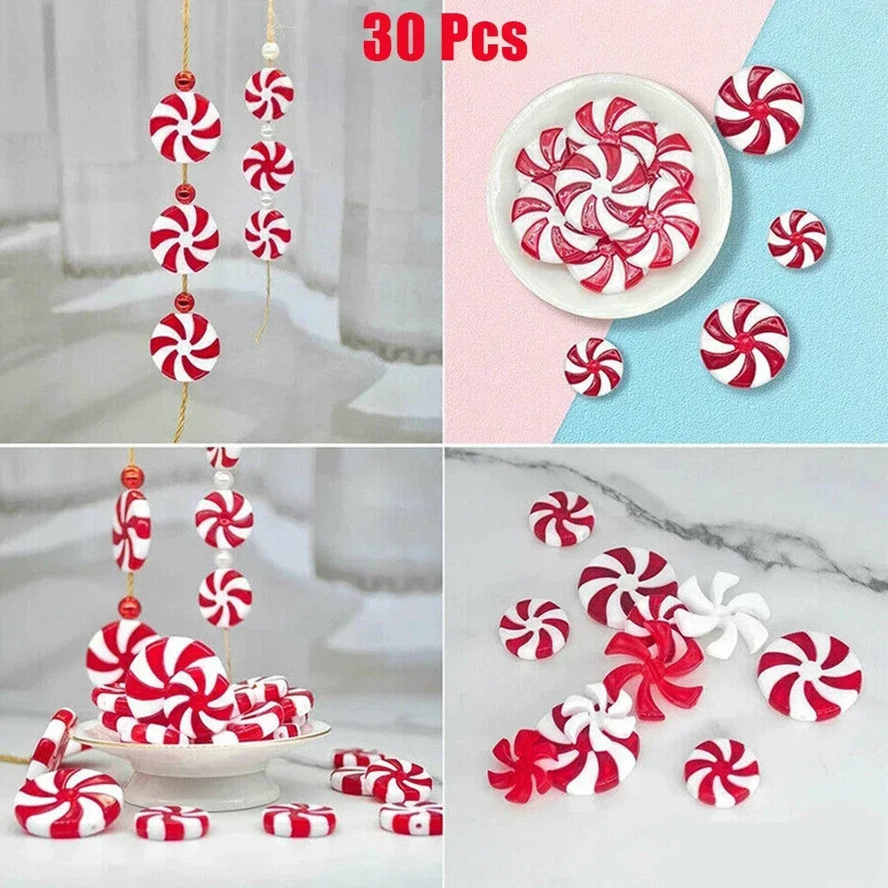 Xmas Candy Ornament Xmas Candy Pendant Red White 24*6mm Party Decoration Pendant Christmas Hanging Ornament Home Oasis Select