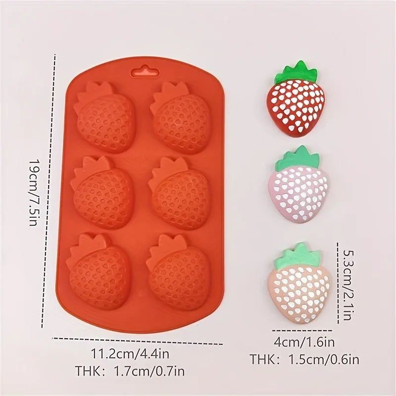 Silicone Fruit Shaped Freeze Molds, Food-Grade Flexible Bakeware, for Ice Cubes, Chocolate, Cake Decoration Oasis Select Strawberry