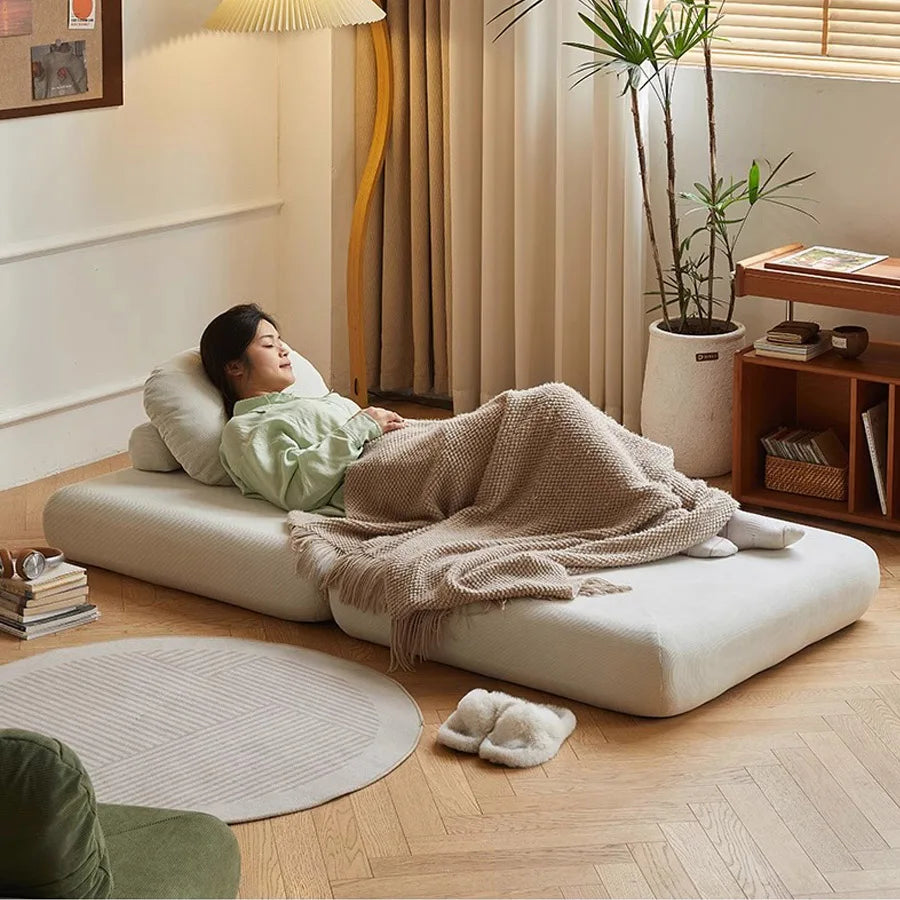 Fabric single sofa, sweet potato sofa bed, small-sized living room folding dual-use tatami, tofu block lazy sofa Oasis Select