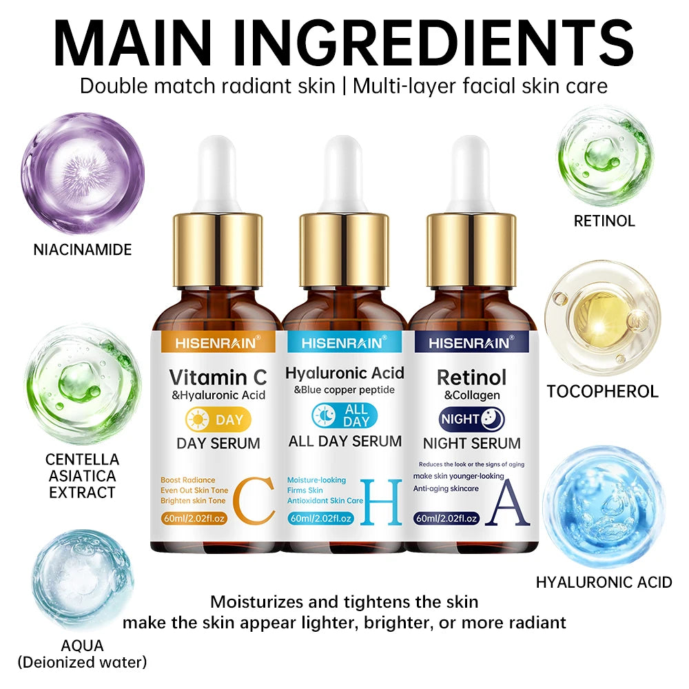 HISENRAIN Vitamin C Retinol Hyaluronic Acid Serum Duo | All Skin Face Serum Duo Oasis Select