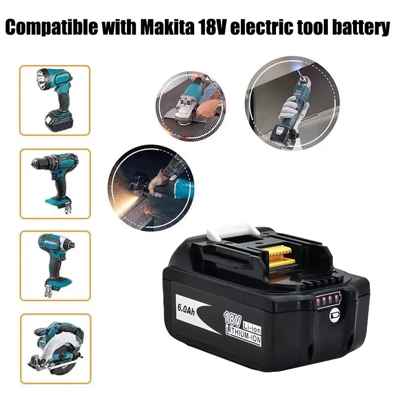 Super For Makita 18v 6000mAh Rechargeable Power Tools Battery With Led Li-ion Replacement Lxt Bl1860b Bl1860 Bl1850+3A Charger Oasis Select