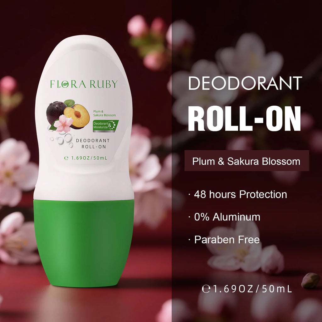 Body Deodorant roll on aluminum free deodorant ball provide 48hr odor protection Compact And Portable Suitable For Sport and use Oasis Select Plum-Sakura Blossom