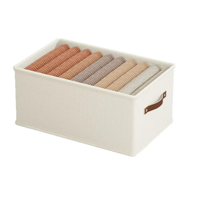 1PC Oxford Clothing and Toy Storage Box Basket Clothes Storage Uncovered Bottom Sweater Sock Bedroom Odorless Storage Cabinet Oasis Select White-Large