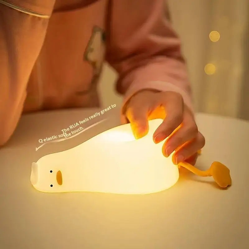 LED Duck Night Light Rechargeable Touch Silicone Cartoon Clap Duck Sleeping Night Lamp For Bedroom Decoration Children Gift Oasis Select