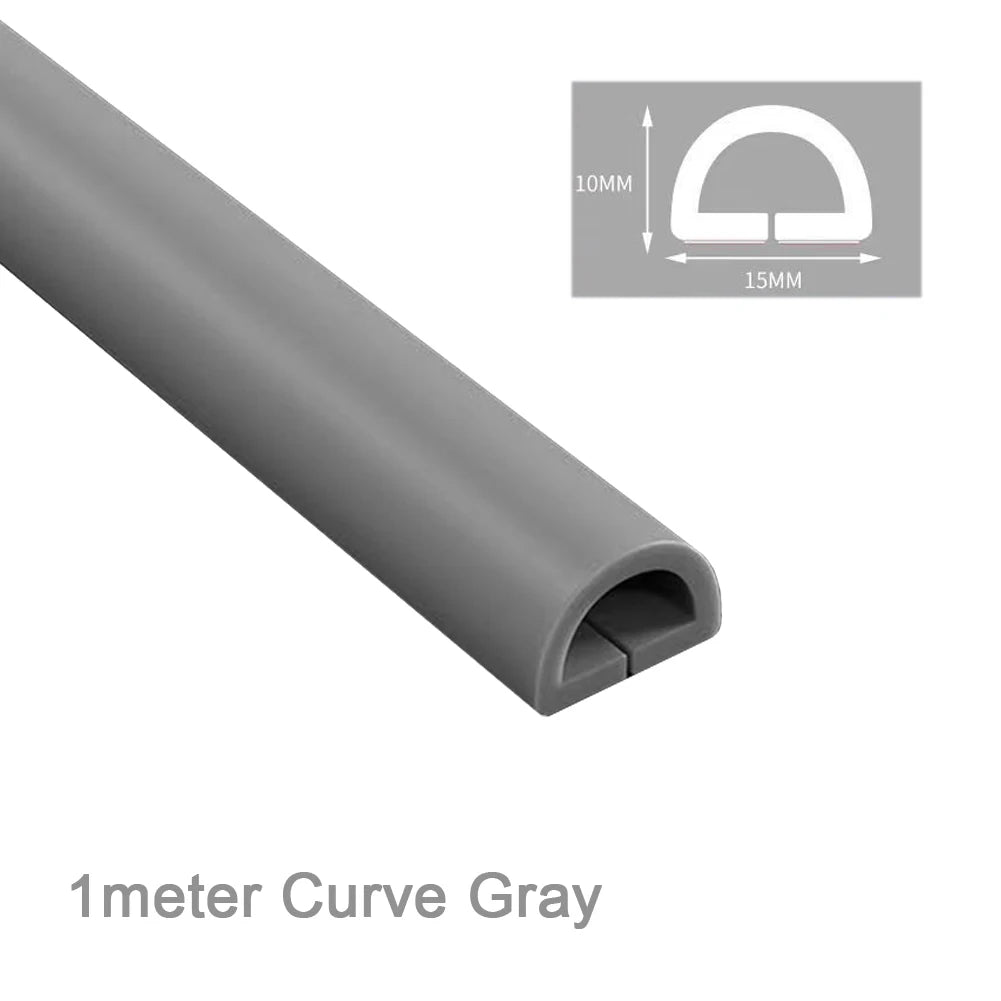 Floor Cord Cover Self-adhesive Power Cable Protector For Wires On Floor Cord Hider Floor Cable Management Wire Organizer Oasis Select Curve Gray