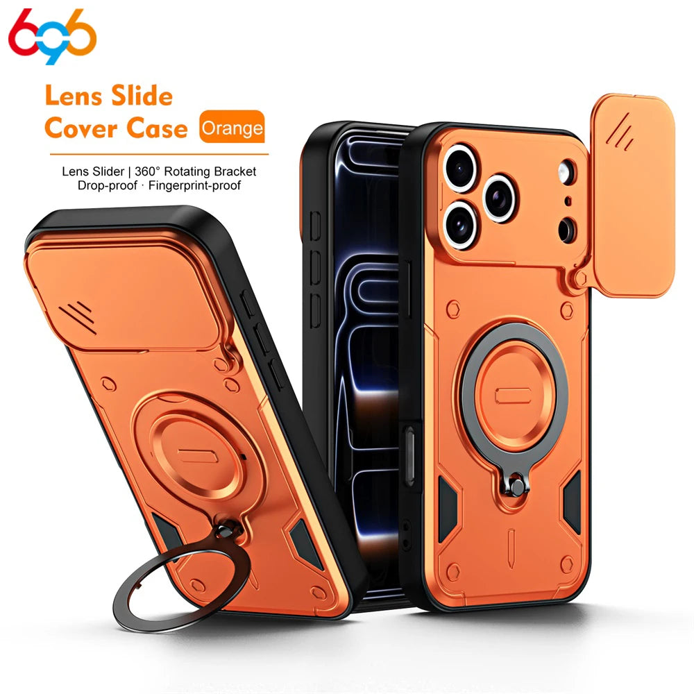 360° Rotating Magnetic Stand Armored Shockproof‌ Phone Case For IPhone 17 Pro Max 16 Slider Lens Skin Feel Slim Cover Man Lady Oasis Select OR iPhone 16 Pro Max