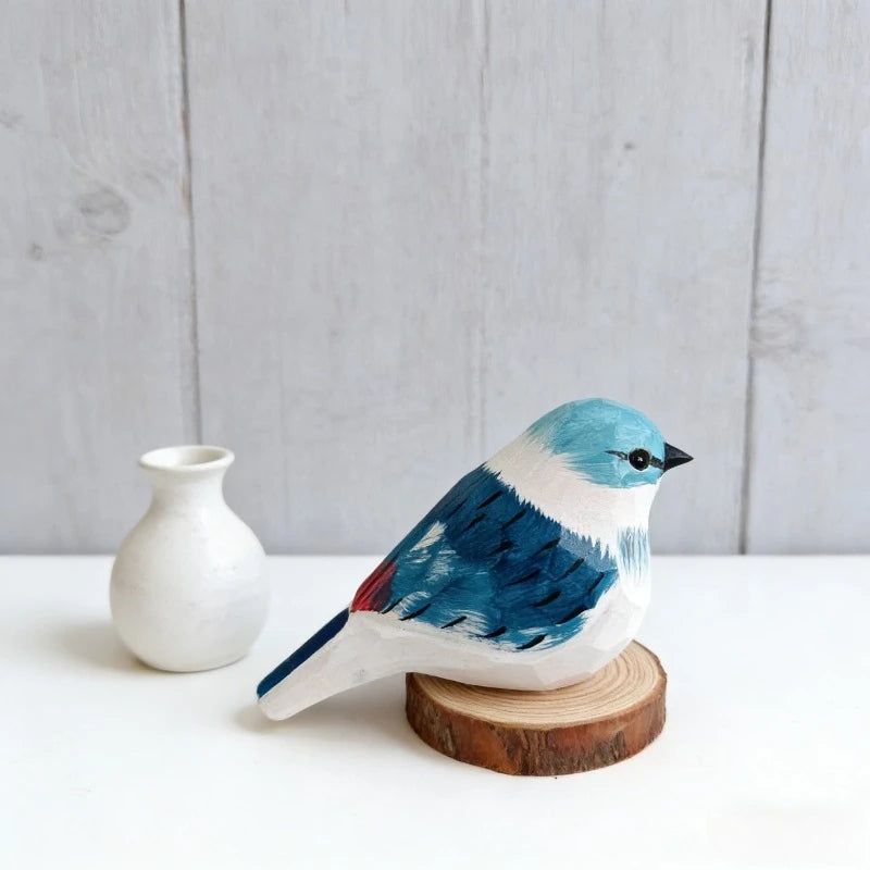 Desktop Ornament Cute Wood Carving Bird Mini Carving Small Bird Ornament Nordic-style Handmade Wooden Bird Figurine Home Decor Oasis Select