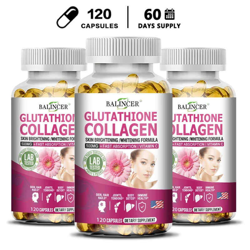 Glutathione 500mg Supplement – Collagen & Antioxidant Support