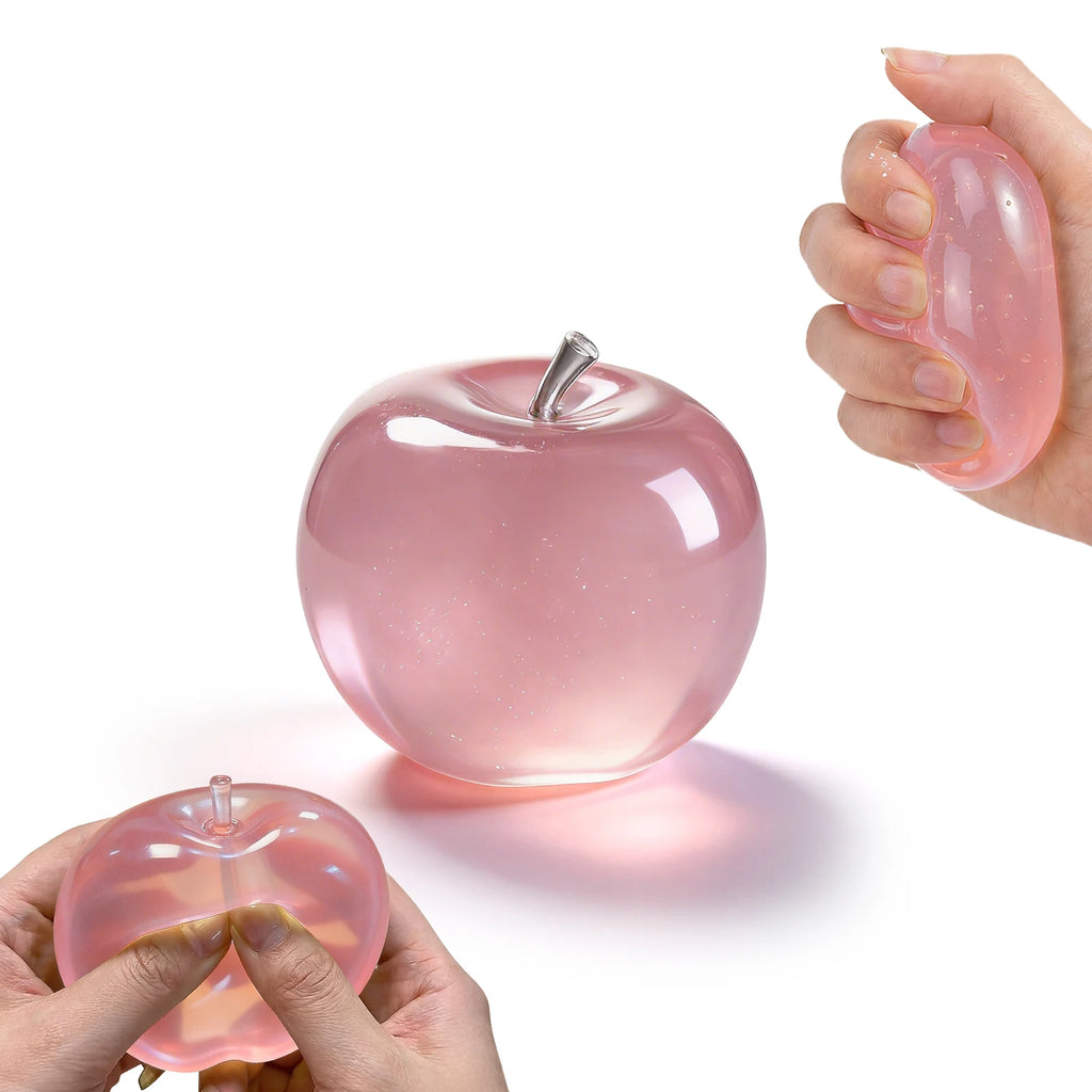 Squishy Pink Apple Stress Ball Soft Fidget Sensory Toy Suitable Autism Relief Simulated Slow Rebound Squeeze Toy Adult Kids Gift Oasis Select 1 pc