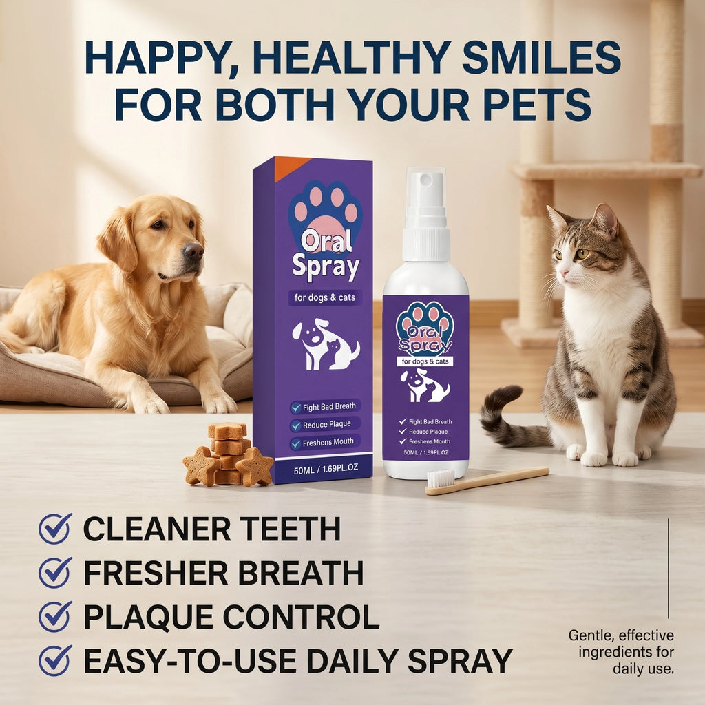 Oral Spray for Dogs Cats Reduce Plaque Dirt Remover Cat Teeth Cleaning Breath Freshener Bad Breath Eliminator Pet Oral Care Oasis Select