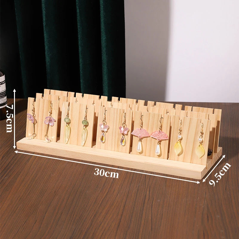 Wooden Earring Display Stand | Single, Double & Triple Row Jewelry Display Stand Oasis Select 15Pcs