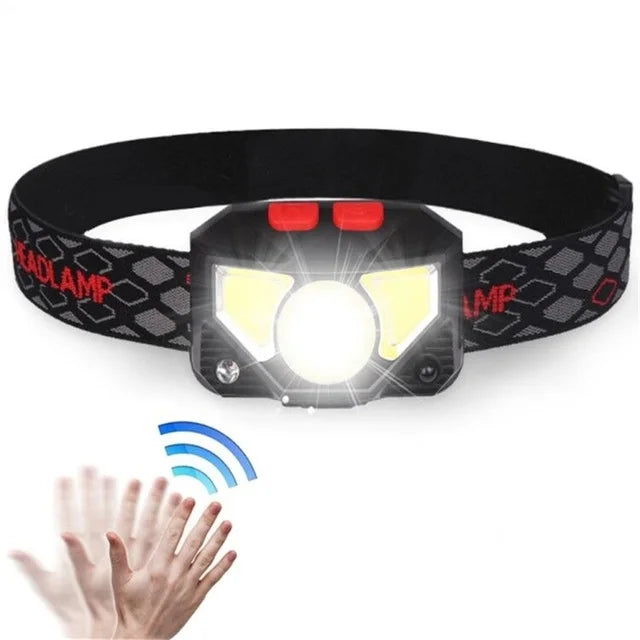 8 Modes Handfress Motion Sensor Powerful LED Headlight headlamp Head Lamp COB Flashlight Torch head light For Camping, fishing Oasis Select 1PCS