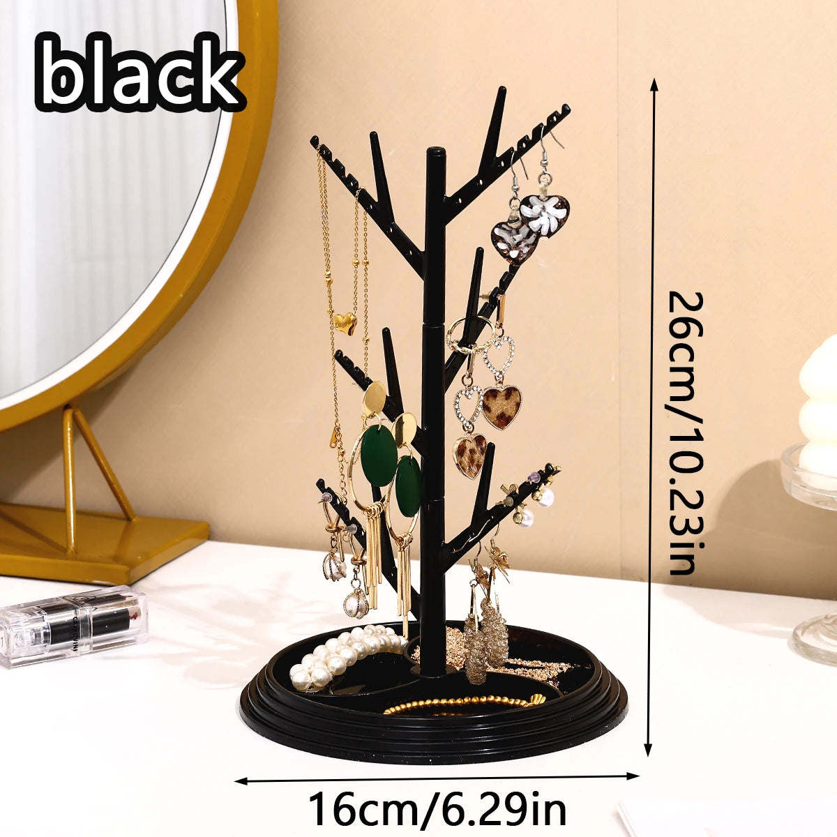 1pc detachable jewelry storage rack plastic creative tree shaped decoration hanging necklace bracelet ring earring organizer Oasis Select black