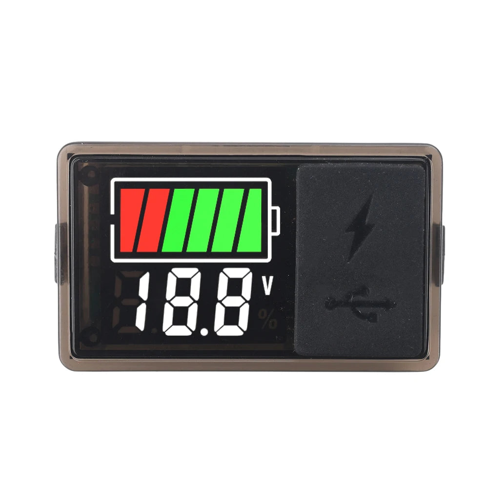DC 8~30V Type-c USB Car Battery Voltmeter Charge Level Indicator Lithium Battery Capacity Meter Test Display LED Tester Oasis Select