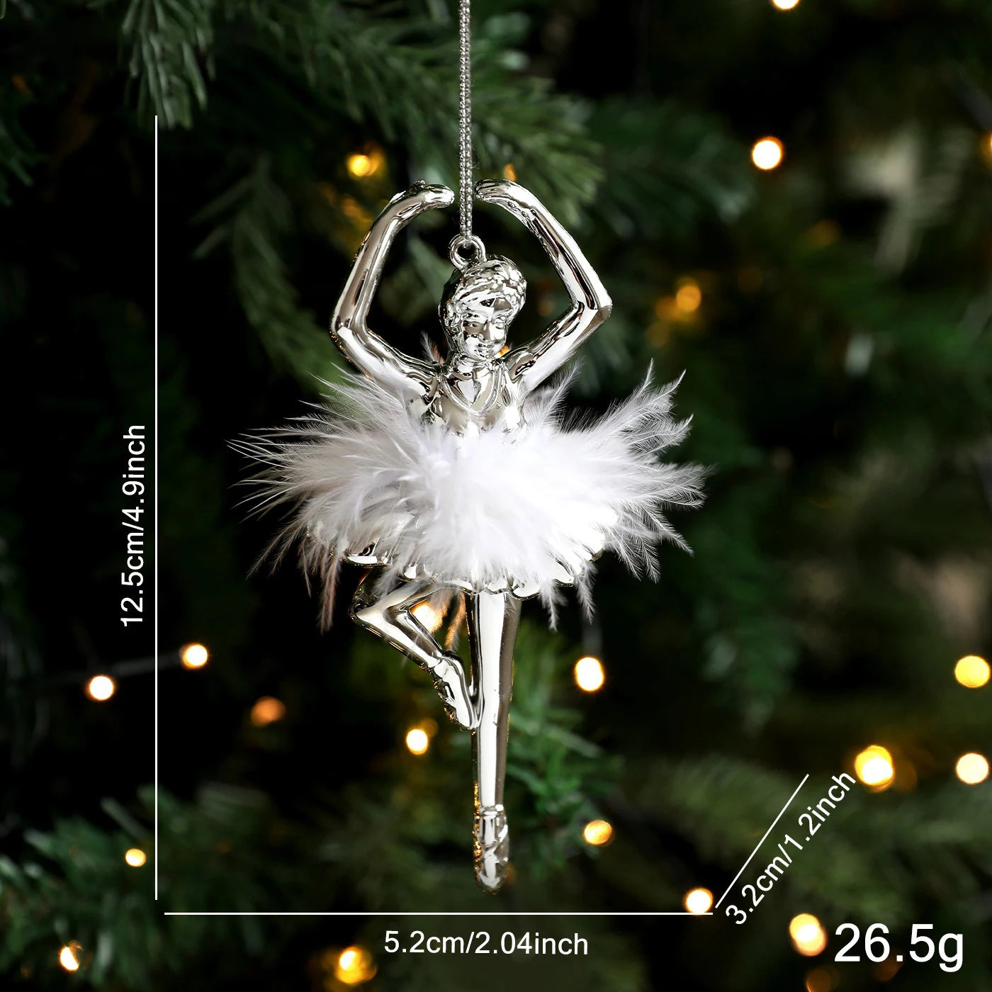 Ballet Girl Feather Christmas Ornament | Elegant Tree Pendant
