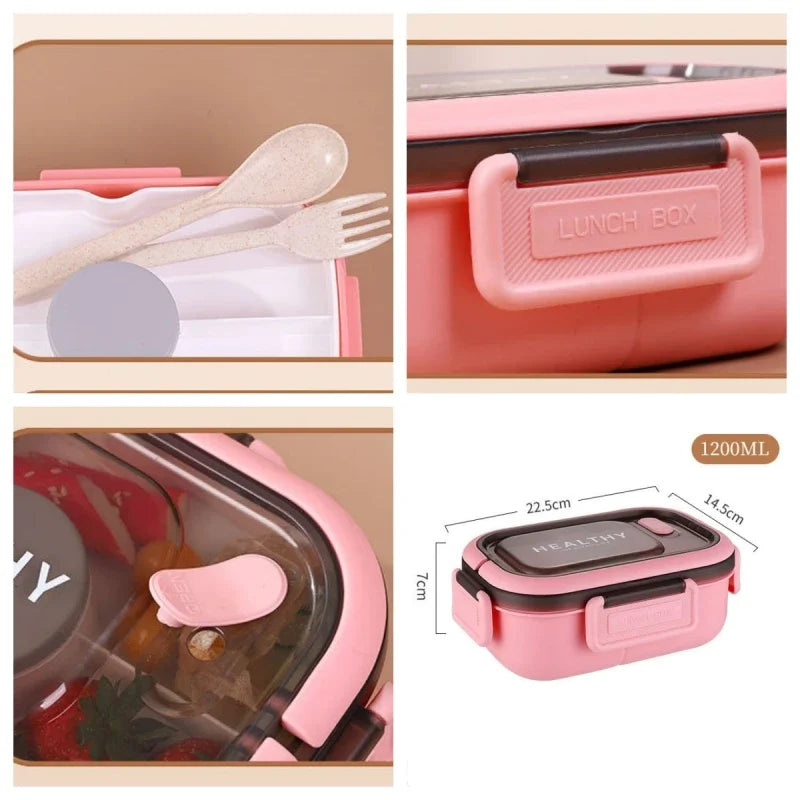 Lunch Box Multi-function 3 Grid Fruit Cartoon Sealed Sauce Salad Dressing Box for Kids Bento Loncheras Picnic Snacks Organizer Oasis Select