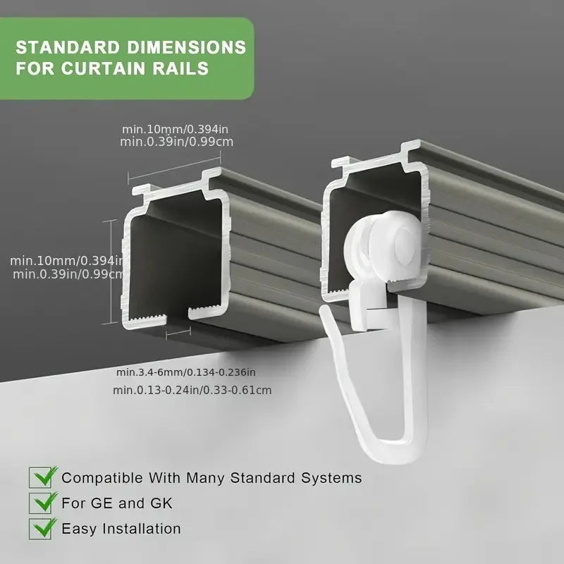 50pcs Nano Silent Curtain Pulley AccessoriesCurtain Track Hooks Curtains for Living Room Blinds for Bedroom Classic Clip Style Oasis Select