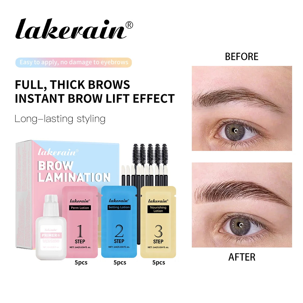 Lakerain Eyebrow Lamination Kit Professional DIY Eye Brow Perm Set Create Fuller Thicker Brows Lasting Eyebrow Natural Makeup Oasis Select