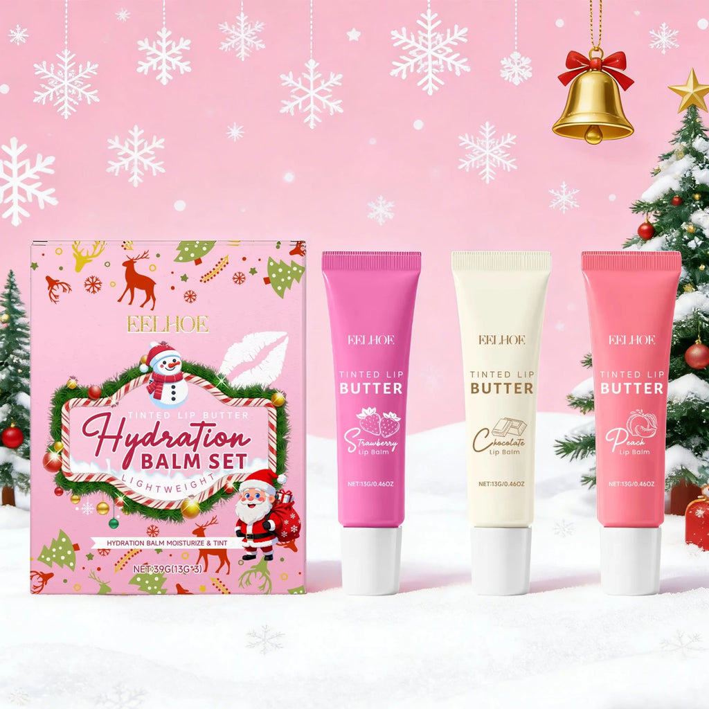 EELHOE Christmas Tinted Lip Balm Set – Moisturize & Exfoliate Tinted Lip Balm Set Oasis Select