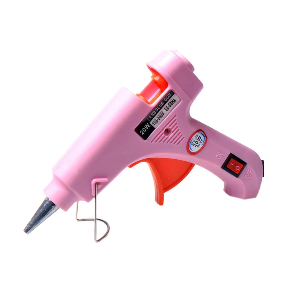 20W Hot Melt Glue Gun DIY Mini Household Industrial Guns Heat Temperature Thermo EU Electric Repair Tool Use 7mm Glue Sticks Oasis Select pink glue gun 20W EU