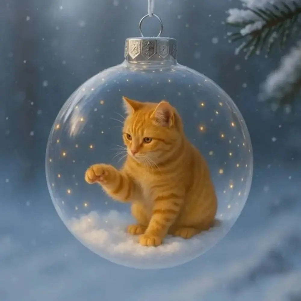 Cat Acrylic Christmas Ball Ornaments – DIY Hanging Baubles