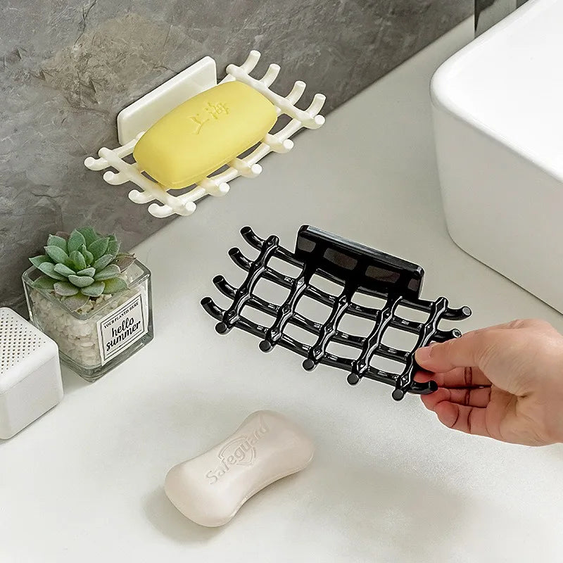 Soap Box Wall Mounted Drainage Shelf For Home Use No Punching High-end Bathroom New Soap Dish Rack Hooks For High-end Bathrooms Oasis Select