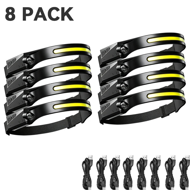 Motion Sensor LED Headlamp USB Rechargeable – 6 Modes IPX4