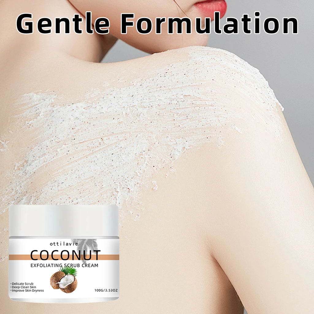 Ottilavie Coconut Exfoliating Scrub Cream Physical Exfoliation for Smooth Skin Suitable for All Skin Types (Face, Neck & Body) Oasis Select