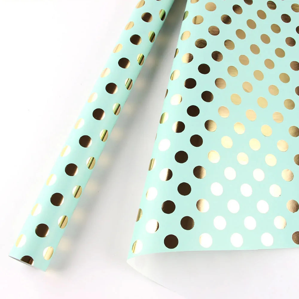 50x70cm Bronzing Gift Wrapping Paper Gold Polka Dots Birthday Valentine's Day Bouquet Gift Packaging Paper DIY Decoration Paper Oasis Select S