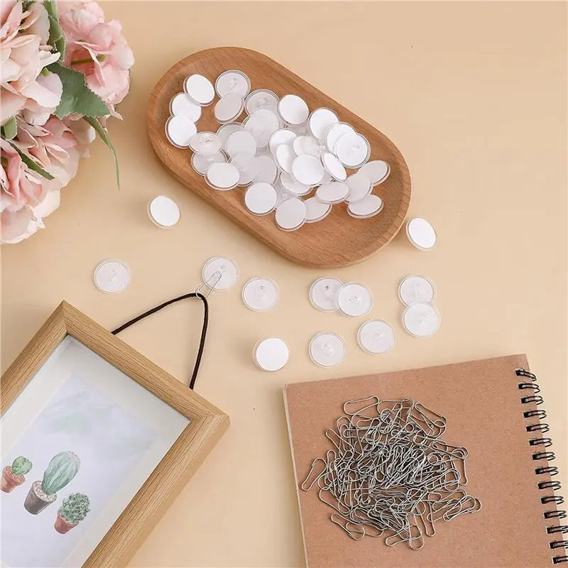 LIKE WISH 1000Pack Ceiling Hooks Adhesive Removable Wall Hanger, 2Cm Disc Sticky Ceiling Hooks Oasis Select