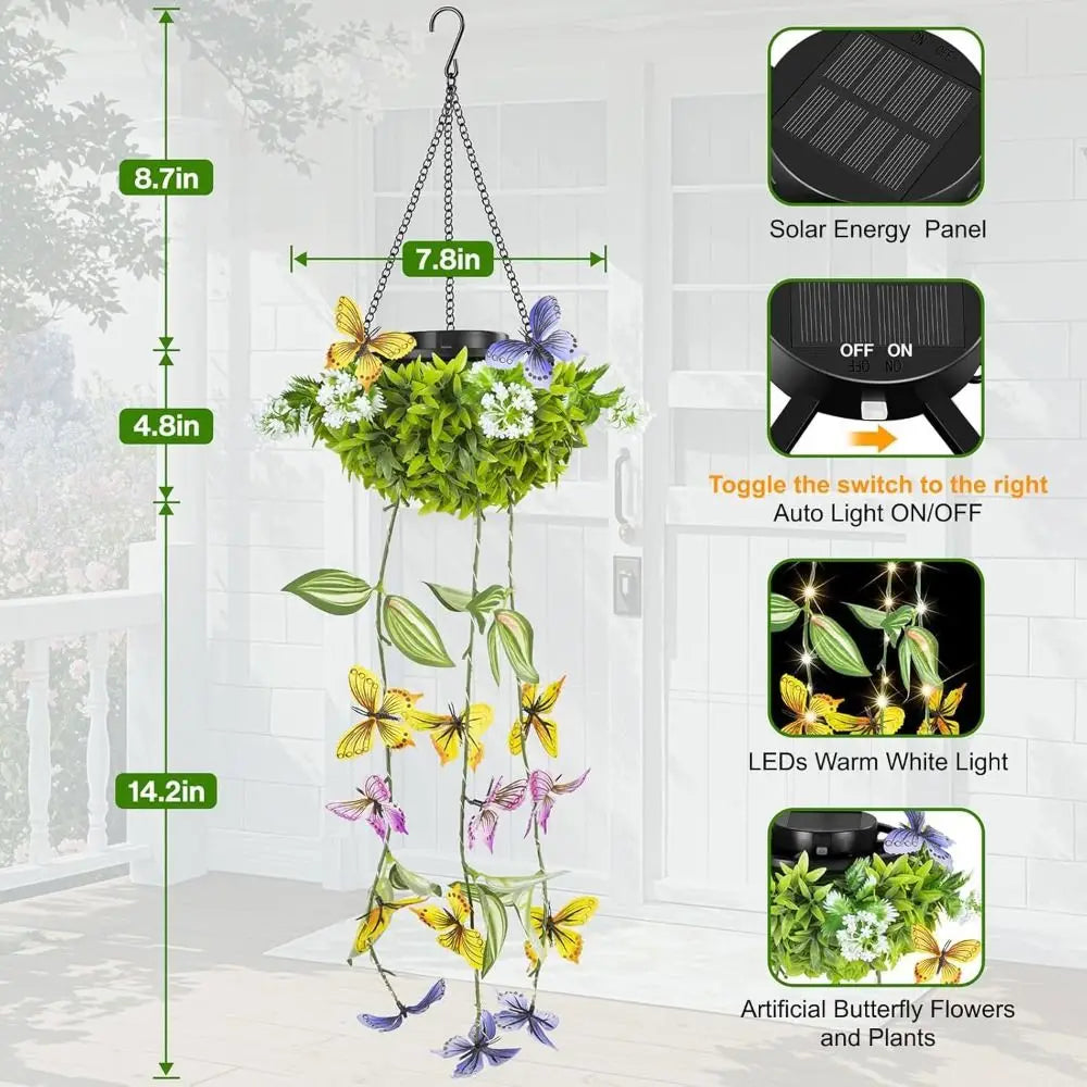 Solar Butterfly Vine Lamp | IP65 Waterproof Garden Light