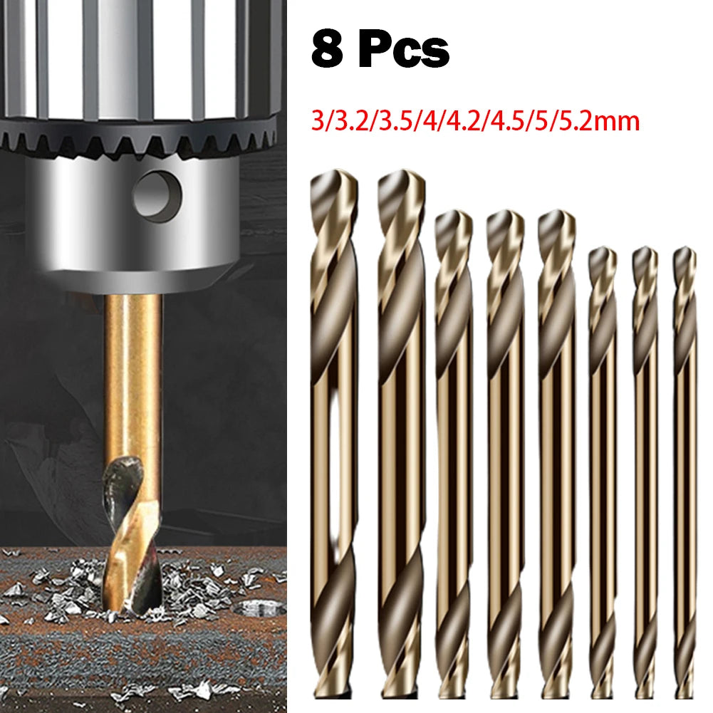 8pcs Double Head Auger Drill Bits Set For Wood Metal Hole Cutting 304 Stainless Steel Iron Wood Drilling 3~5.2mm Drill Bits Oasis Select