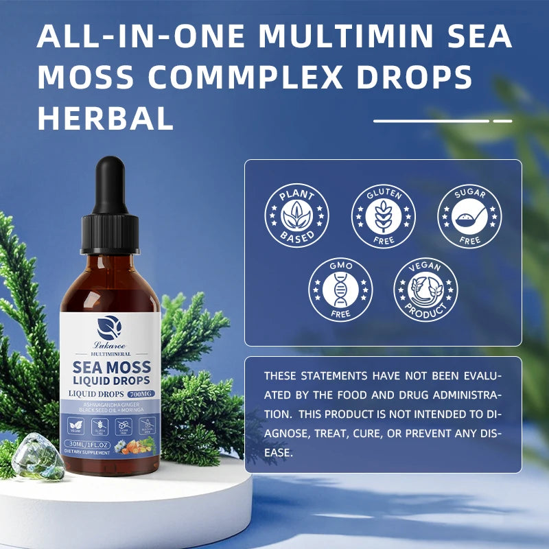 lukaree Organic Sea Moss Drops Support Immunity and Gut Health Promote Digestive Gut Cleansing and Detox Skin & Joint Health Oasis Select
