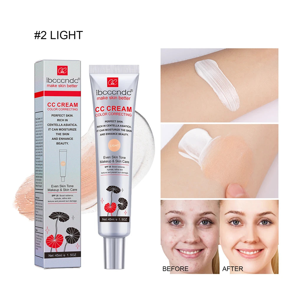 45ml Color Correcting CC Cream Facial Centella Asiatica Repair BB Cream Natural Concealer Whitening Liquid Foundation Cosmetics Oasis Select light