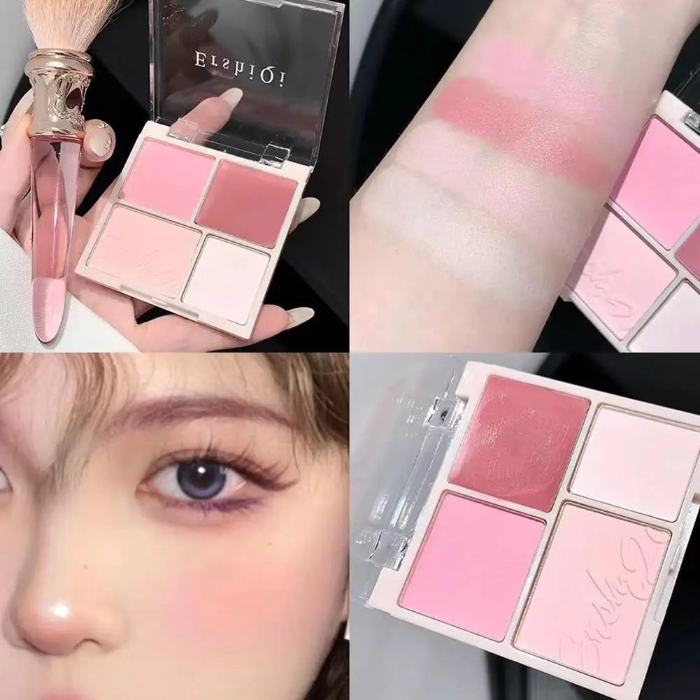 4-Color Matte Blush Palette – Shimmer Pigmented Cheek Makeup Blush Palette Oasis Select